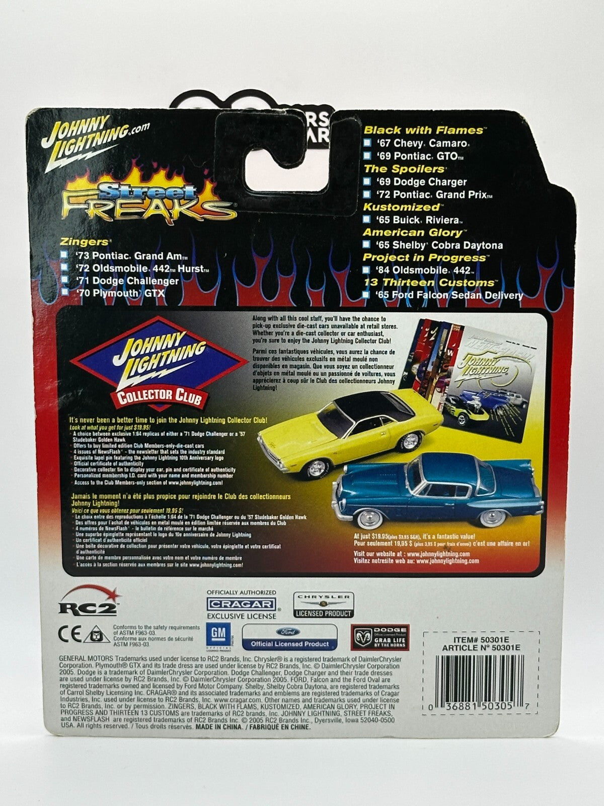 Johnny Lightning Street Freaks Black With Flames '69 Pontiac GTO White Lightning