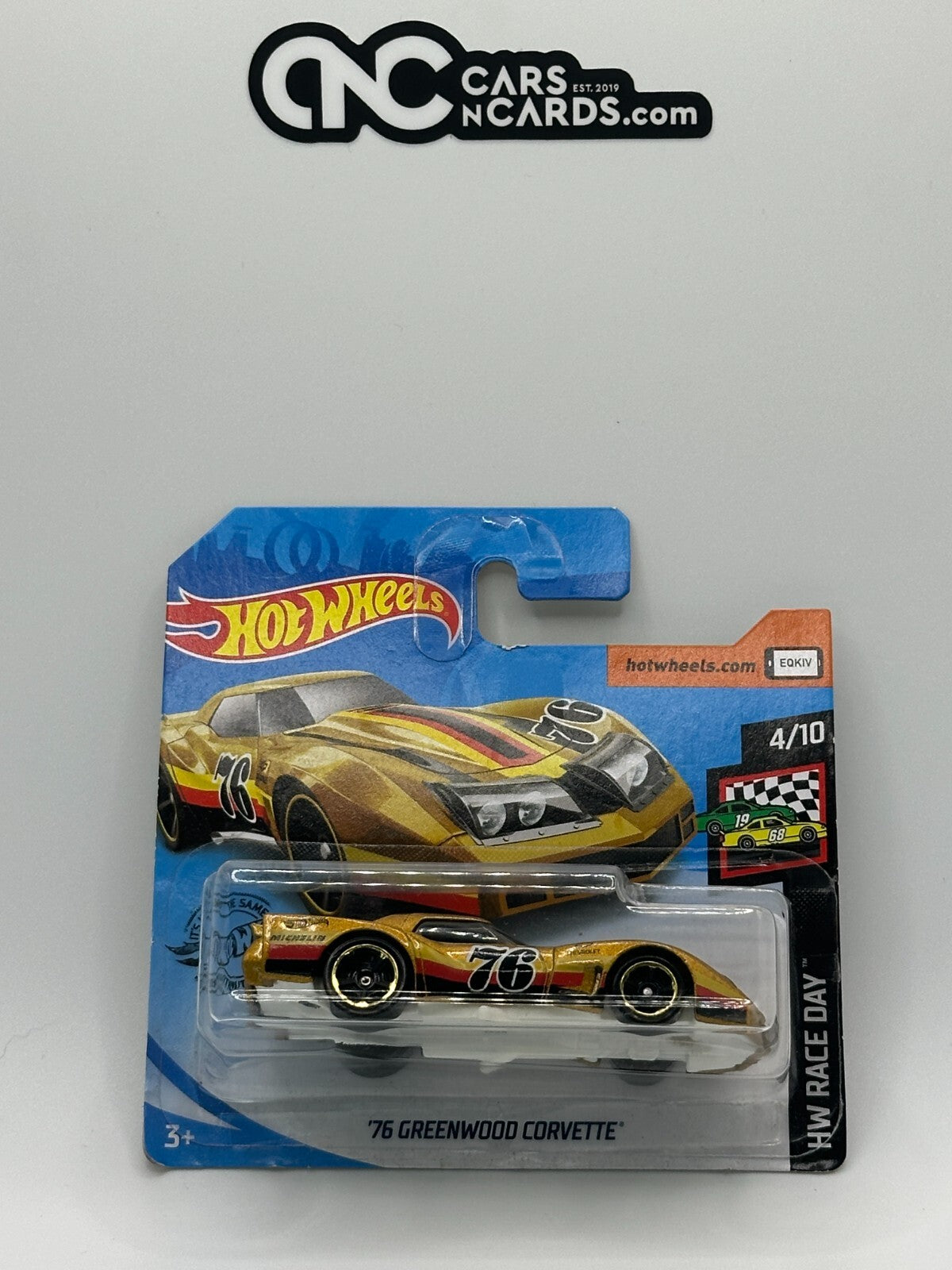 2020 Hot Wheels HW Race Day #4/10 '76 Greenwood Corvette Gold (Soft Corners)