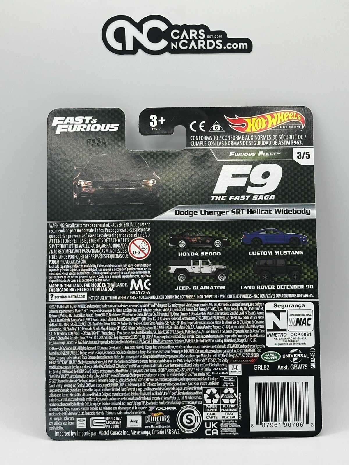 2021 Hot Wheels Premium Fast & Furious Furious Fleet Full Set of 5 Cars