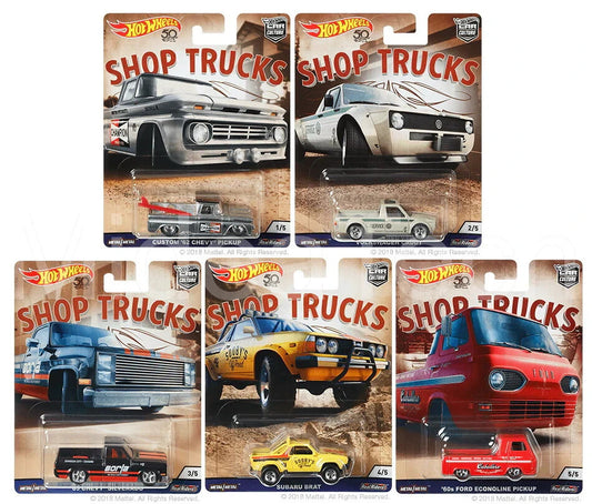 2018 Hot Wheels Premium Car Culture Shop Trucks Full Set of 5 Cars