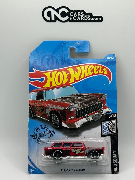 2019 Hot Wheels Rod Squad 5/10 Classic '55 Nomad Red (Soft Corners)