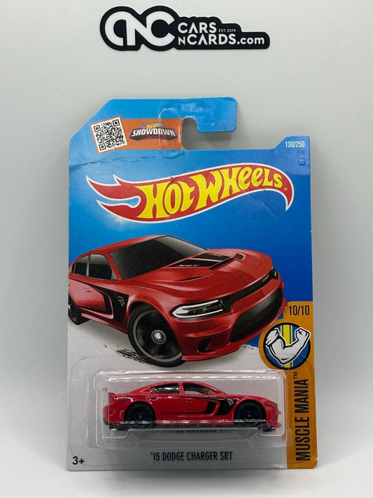 2016 Hot Wheels Muscle Mania '15 Dodge Charger SRT Red (Card Creases)