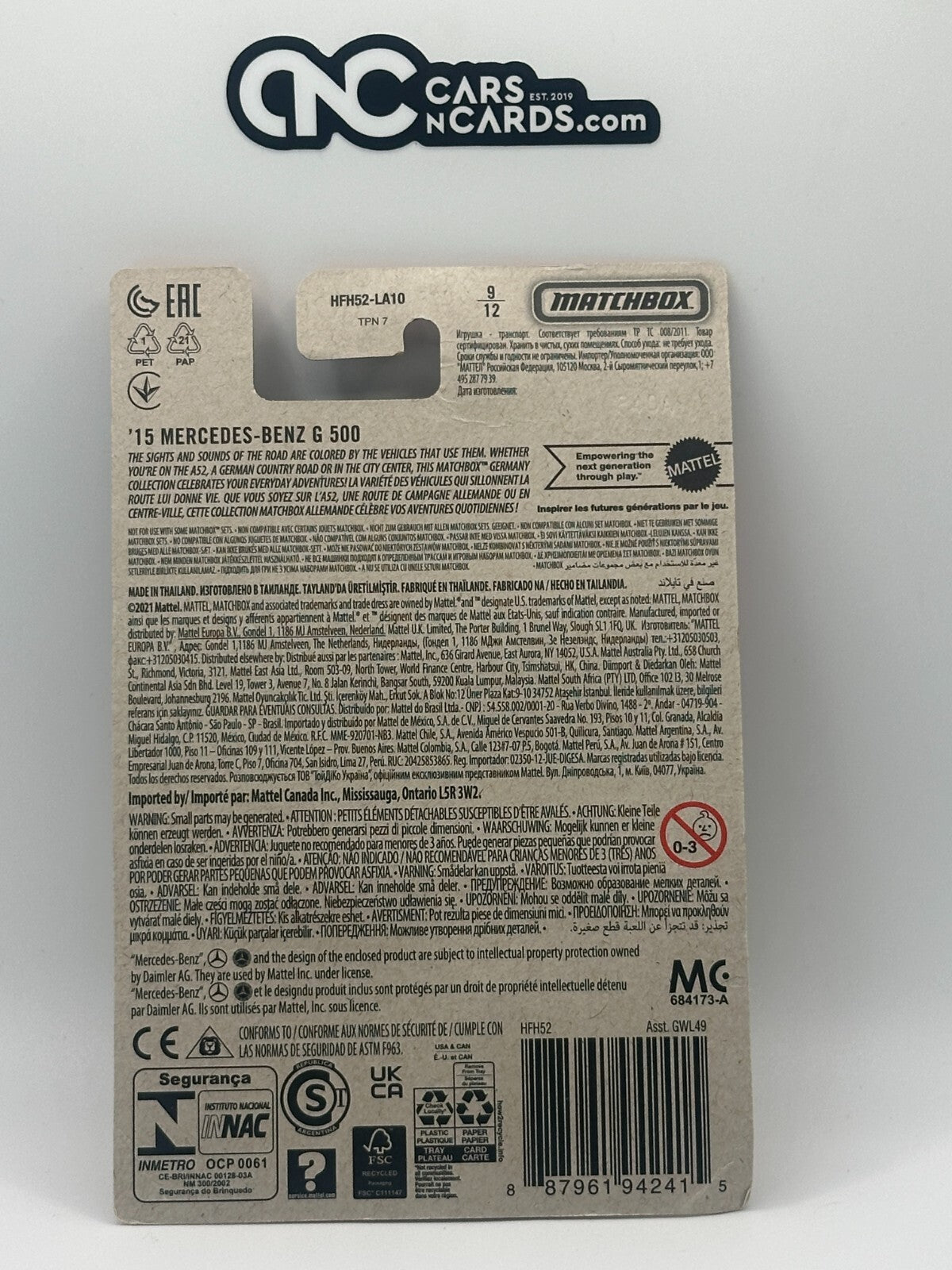 2022 Matchbox Germany 9/12 '15 Mercedes-Benz G 500 (Card/Blister Damage)