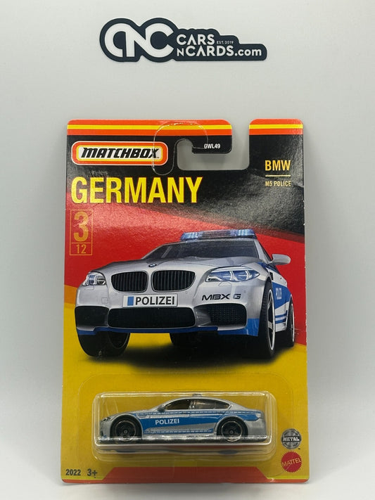 2022 Matchbox Germany 3/12 BMW M5 Police (Card Crease)