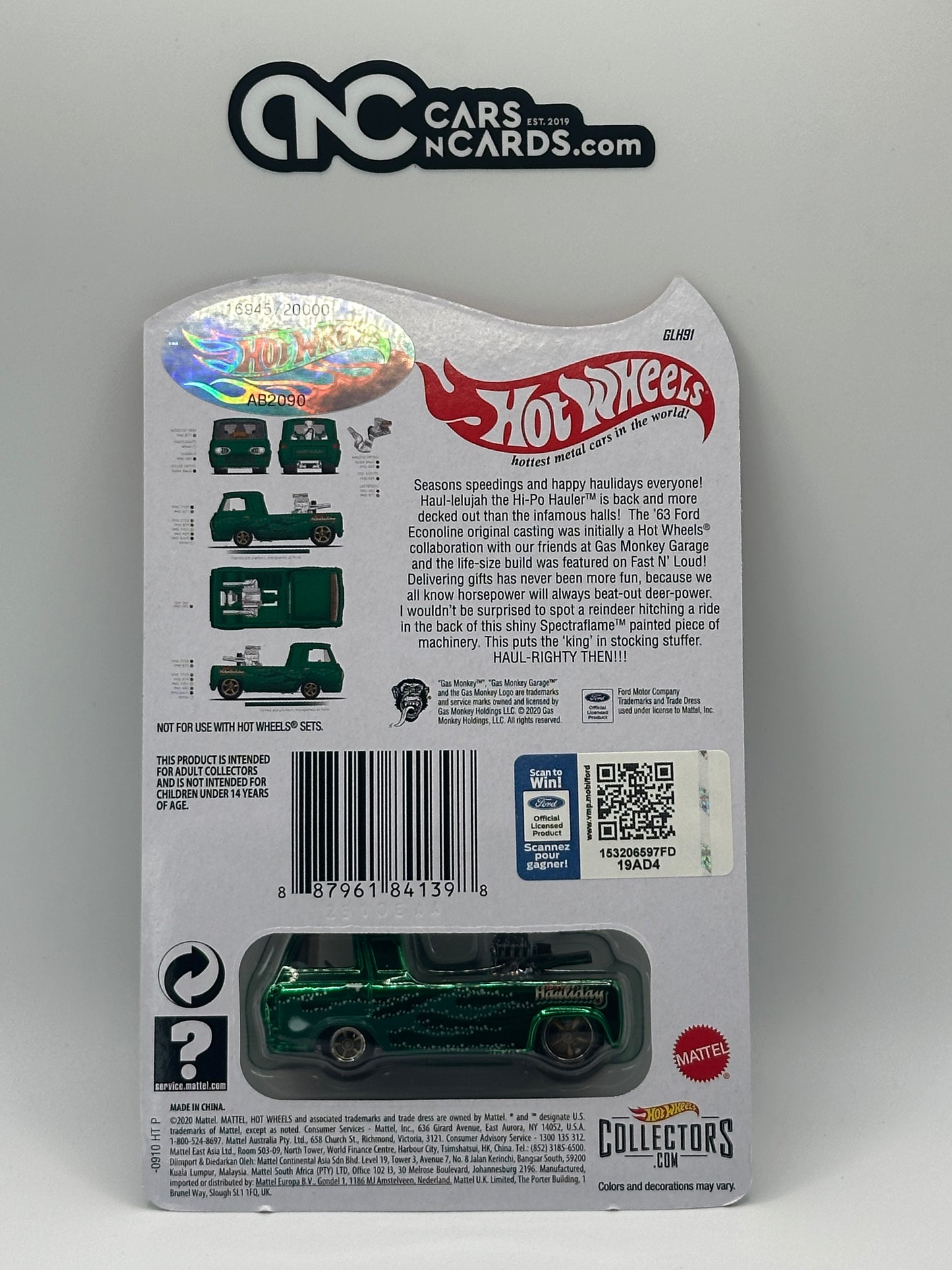 2020 Hot Wheels RLC Holiday Ford Hi-Po Hauler Green 16945/20000 With Protector