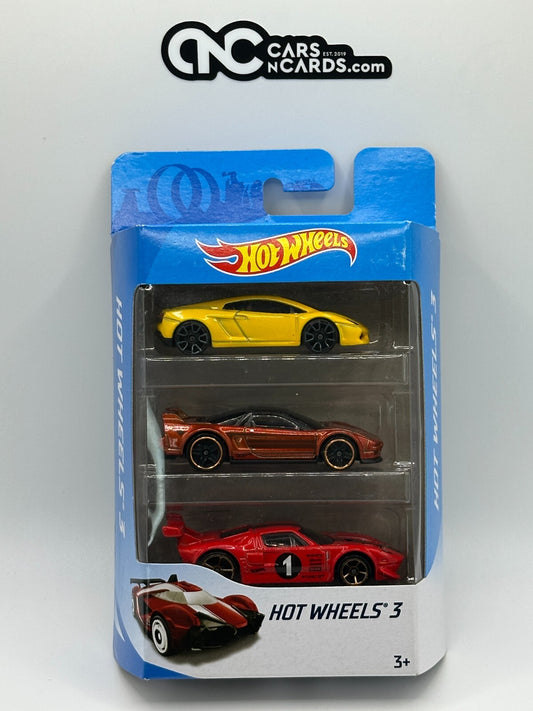 2018 Hot Wheels 3 Pack Lamborghini Gallardo/ Acura NSX/ Ford GT