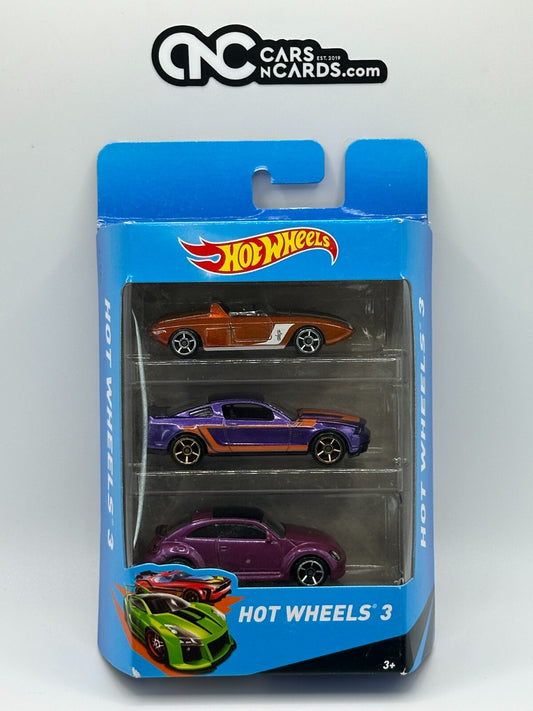 2013 Hot Wheels 3 Pack Ford Mustang GT/ Volkswagen Beetle/ Corvette