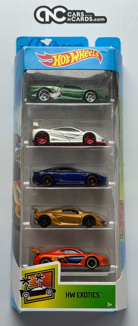 2017 Hot Wheels HW Exotics 5 Pack Lamborghini/Renault/Jaguar/McLaren/Aston