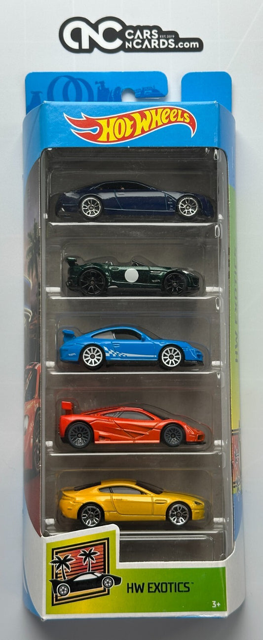 2019 Hot Wheels HW Exotics 5 Pack Porsche/Cadillac/Jaguar/McLaren/Aston