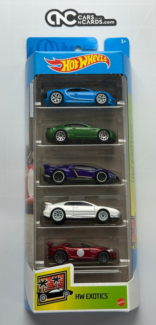 2020 Hot Wheels HW Exotics 5 Pack Bugatti/Aston/Lamborghini/Lotus/Jaguar
