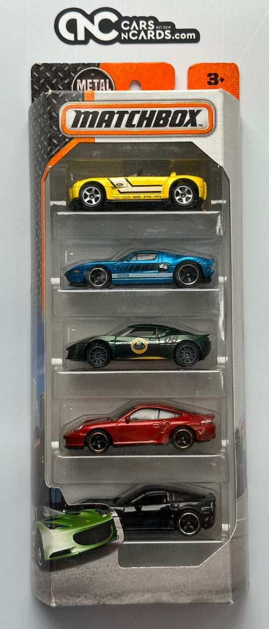 2015 Matchbox Exotics 5 Packs Ford GT/ Ford Cobra/ Lotus/ Porsche/ Corvette