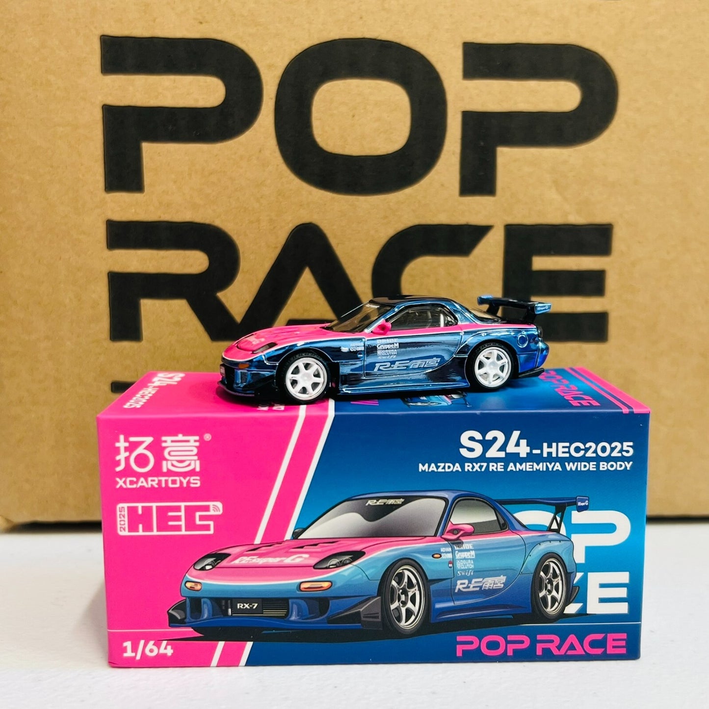 POPRACE HEC 2025 1:64 MAZDA RX7 RE AMEMIYA WIDE BODY S24-HEC2025