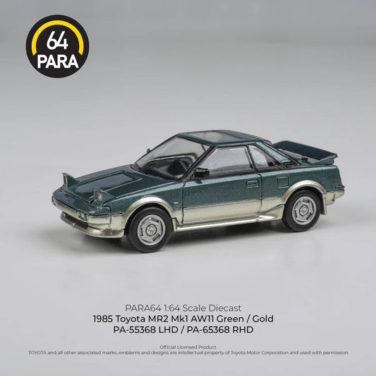PARA64 1:64 1985 Toyota MR2 MK1 AW11 Green/Gold LHD PA-55368