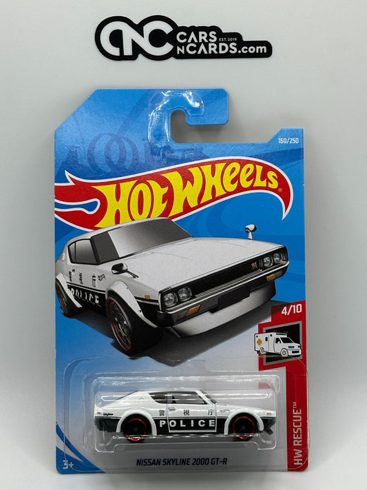 2019 Hot Wheels HW Rescue 4/10 Police Nissan Skyline 2000 GT-R White