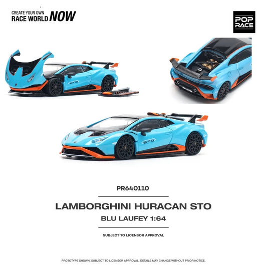 POPRACE 1:64 LAMBORGHINI HURACÁN STO BLU LAUFEY/ARANCIO XANTO PR640110