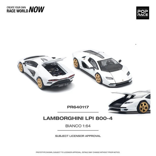 POPRACE 1:64 LAMBORGHINI COUNTACH LPI 800-4 BIANCO SIDERALE PR640117