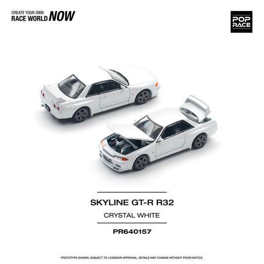 POPRACE 1:64 NISSAN SKYLINE GT-R R32 - CRYSTAL WHITE PR640157