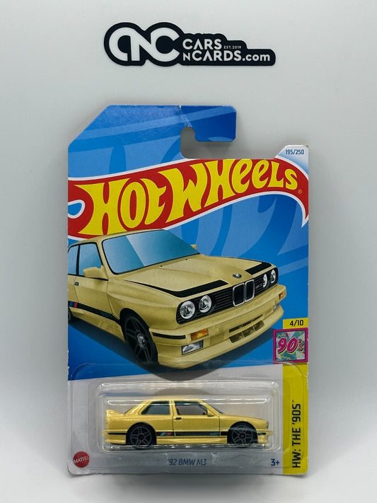 2024 Hot Wheels HW The '90s 4/10 '92 BMW M3 Yellow 195/250 (Card Damage)