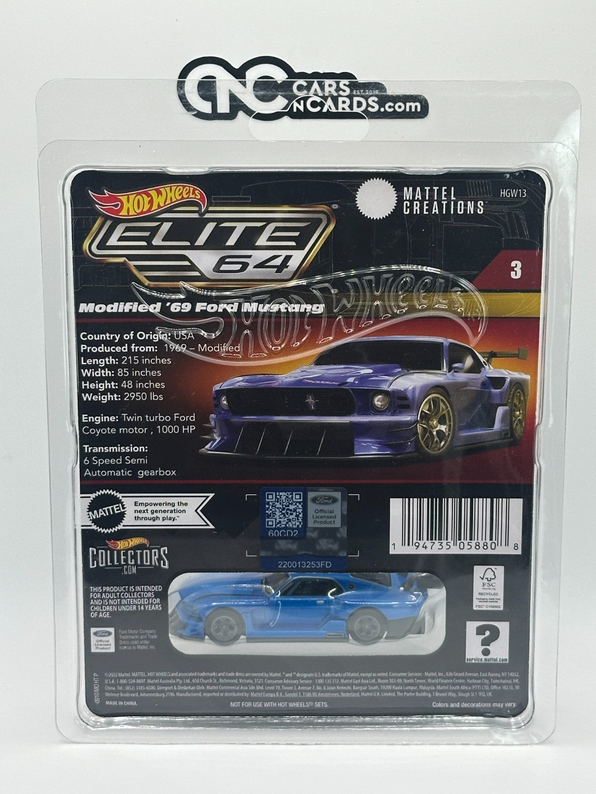 2024 Hot Wheels Elite64 #3 Modified '69 Ford Mustang With Protector