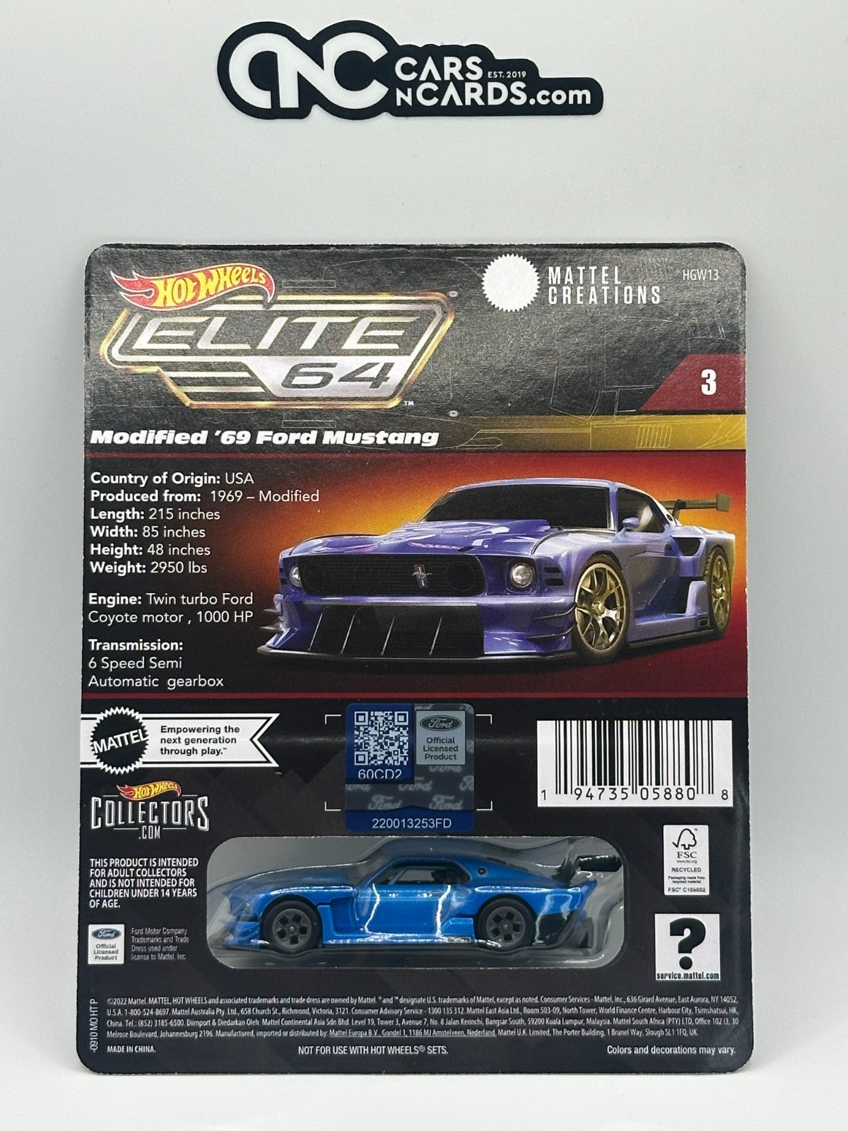 2024 Hot Wheels Elite64 #3 Modified '69 Ford Mustang With Protector