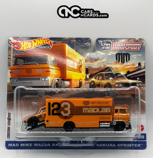 2023 Hot Wheels Premium Team Transport #58 Mad Mike Mazda RX3 Sakura Sprinter
