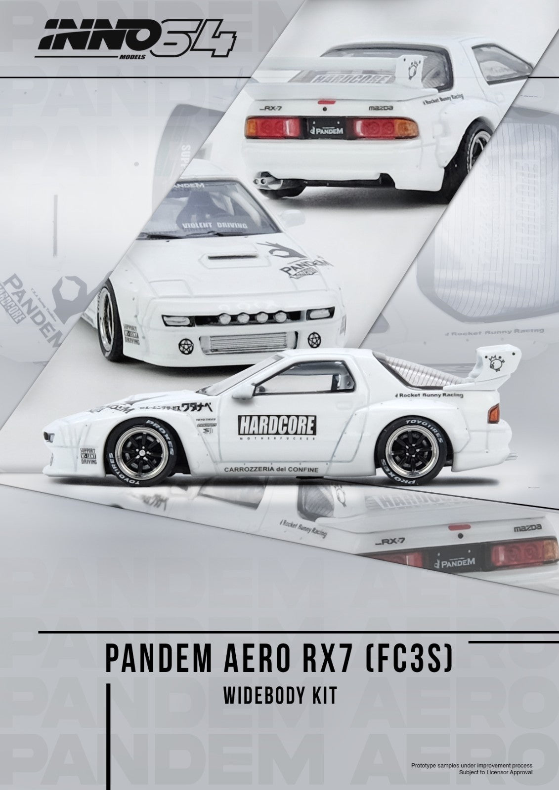 INNO64 1:64 MAZDA RX7 (FC3S) "PANDEM AERO" Widebody Kit IN64-RX7FCP-WHI1