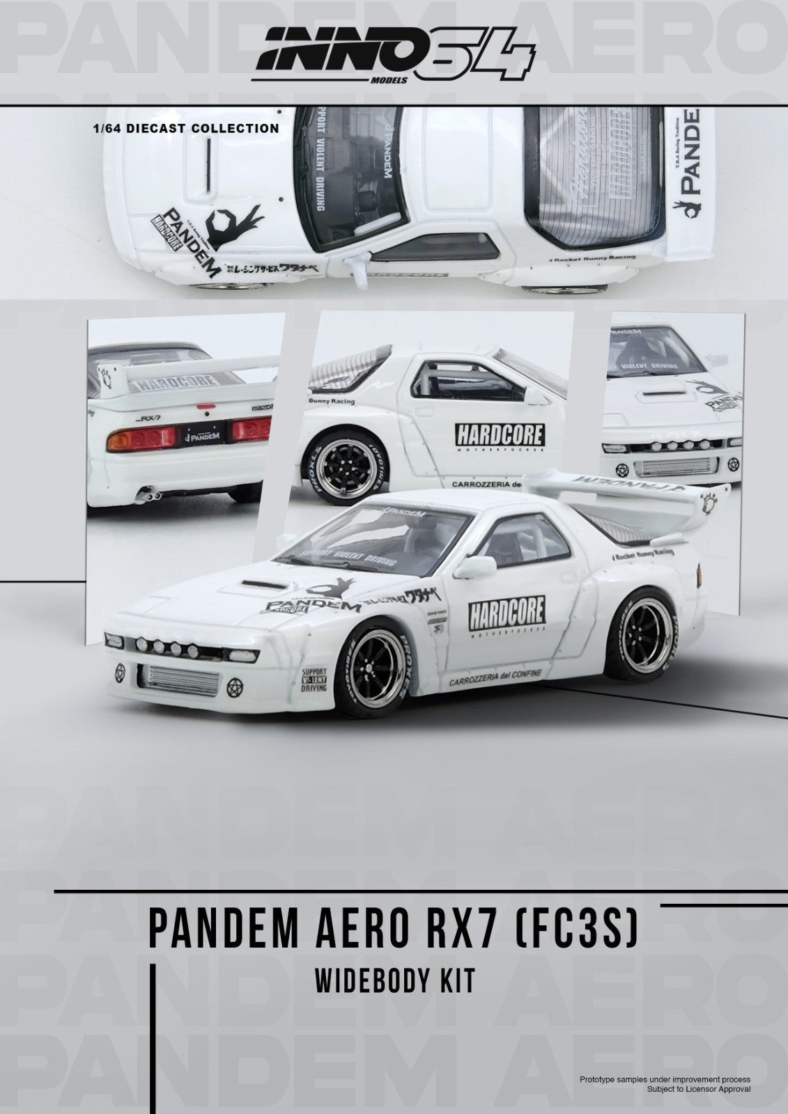 INNO64 1:64 MAZDA RX7 (FC3S) "PANDEM AERO" Widebody Kit IN64-RX7FCP-WHI1