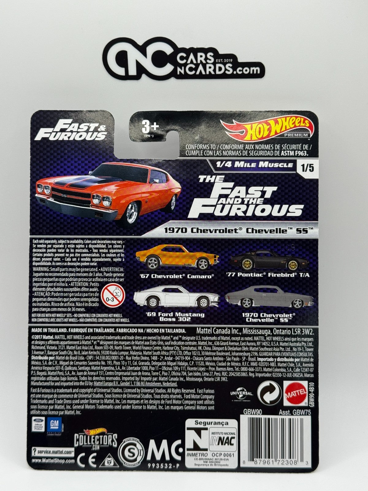 2019 Hot Wheels Premium Fast & Furious 1/4 Mile Muscle Full Set of 5 Cars