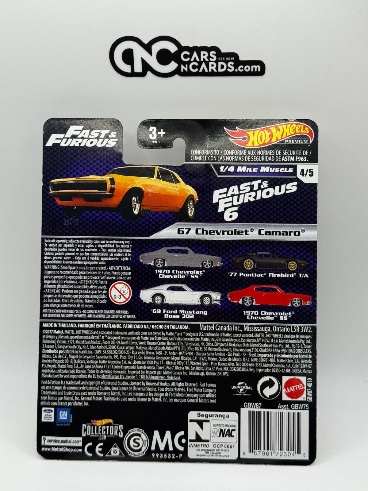 2019 Hot Wheels Premium Fast & Furious 1/4 Mile Muscle Full Set of 5 Cars
