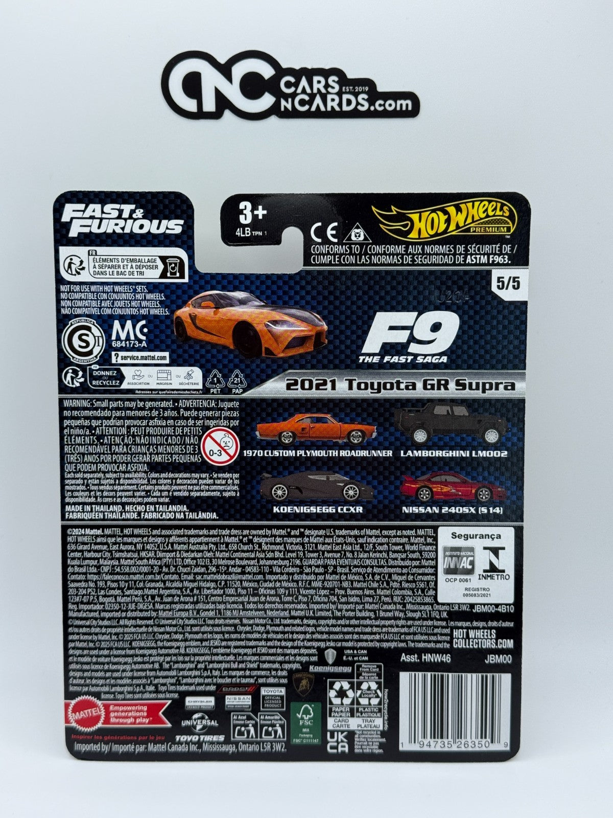 2025 Hot Wheels Premium Fast & Furious 5/5 2021 Toyota GR Supra