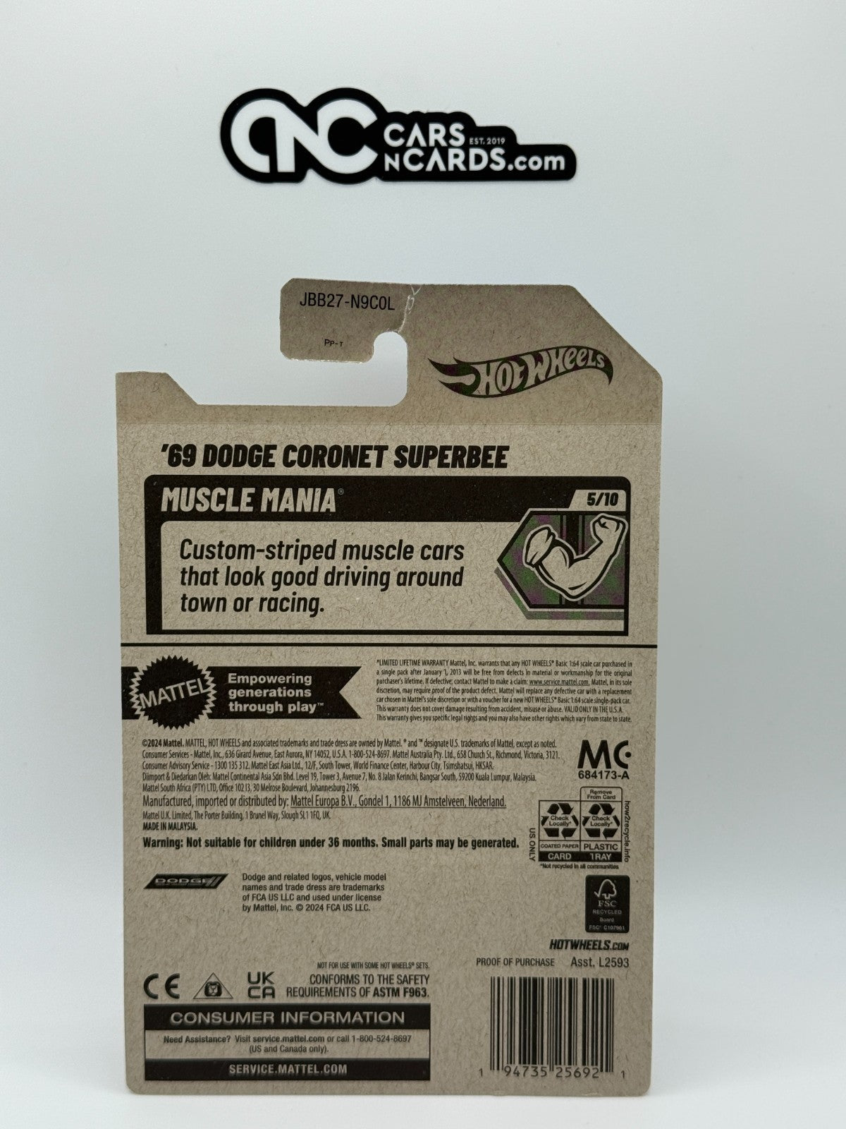 2025 Hot Wheels Muscle Mania 5/10 '69 Dodge Coronet Superbee (Card Damage)