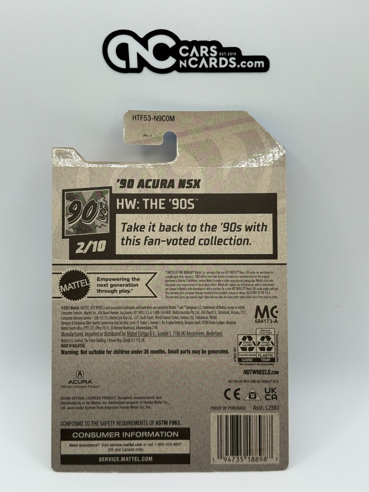 2024 Hot Wheels Zamac HW: The '90s 2/10 '90 Acura NSX