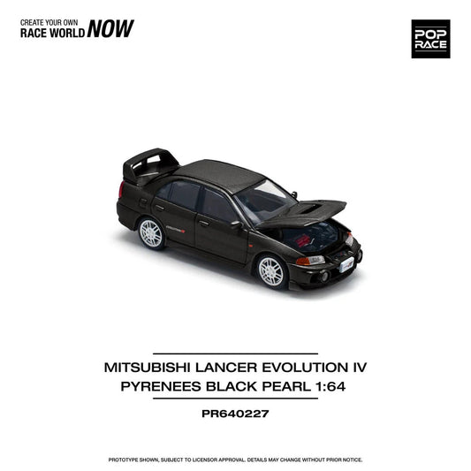 POPRACE 1:64 MITSUBISHI LANCER EVOLUTION IV - PYRENEES BLACK PEARL PR640227