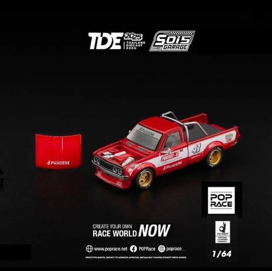POPRACE 1:64 Pandem Datsun 620 RED TDE 2025 Exclusive Event Model PR640283