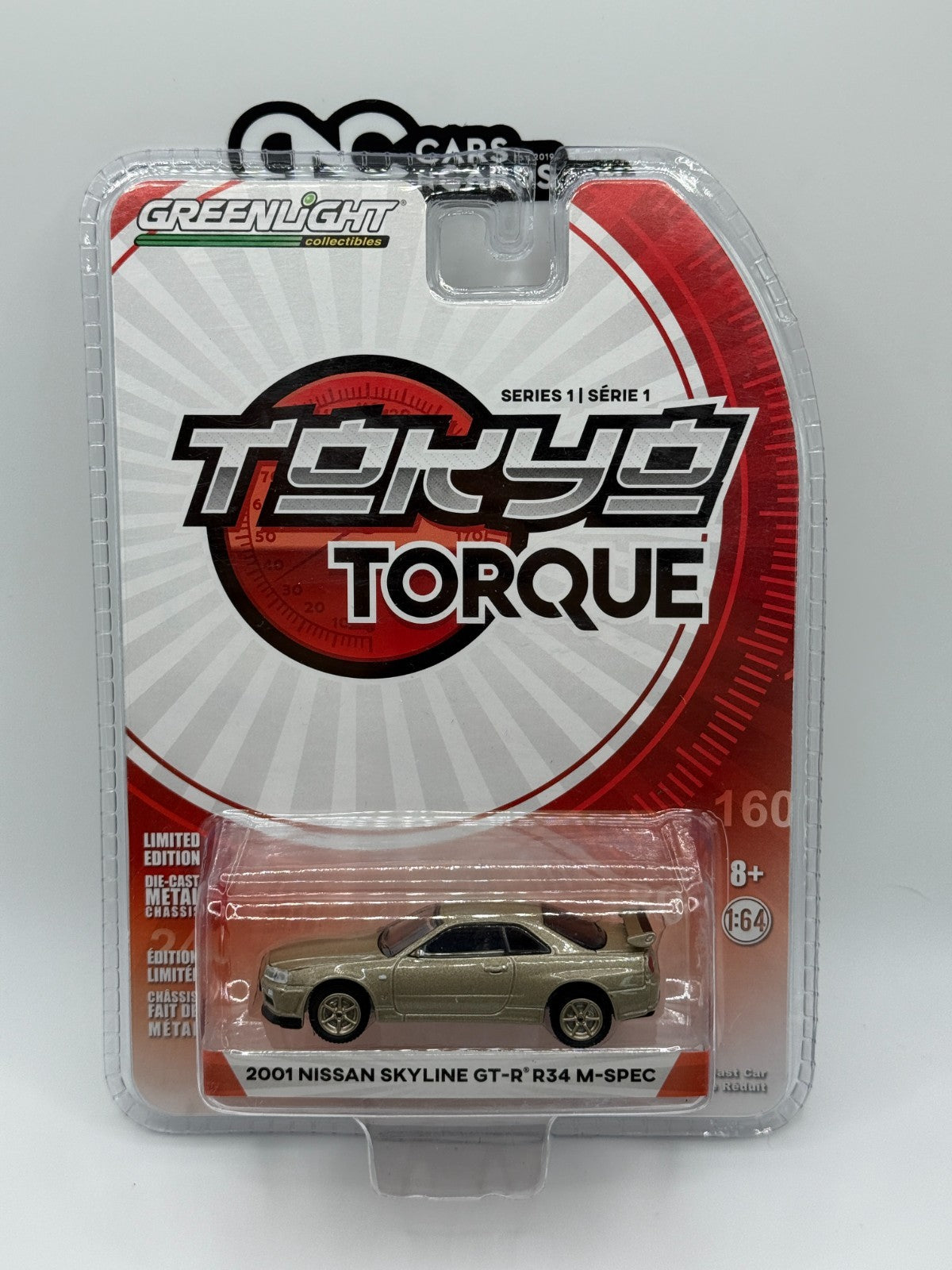 Greenlight Tokyo Torque Series 1 2001 Nissan Skyline GT-R R34 M-Spec Gold