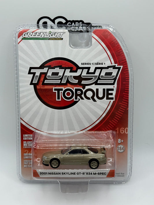 Greenlight Tokyo Torque Series 1 2001 Nissan Skyline GT-R R34 M-Spec Gold