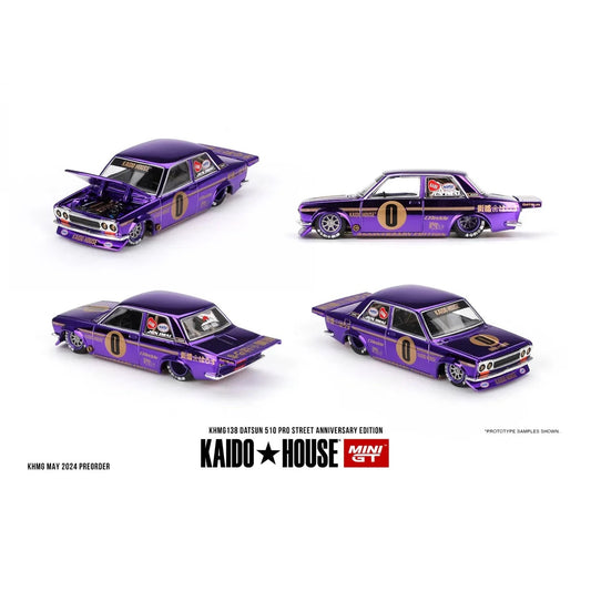Kaido House x Mini GT 1:64 S1/02 Datsun 510 Pro Street Purple Open Box