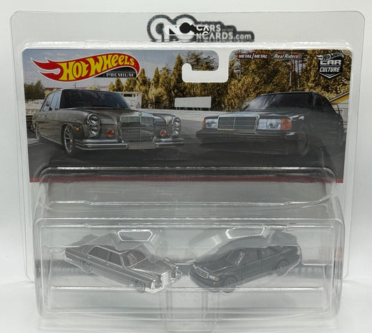 2021 Hot Wheels Premium 2 Pack '72 Mercedes-Benz 280 & 190E With Protector