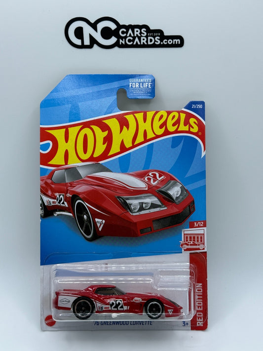 2022 Hot Wheels Red Edition 3/12 '76 Greenwood Corvette (Soft Corners)