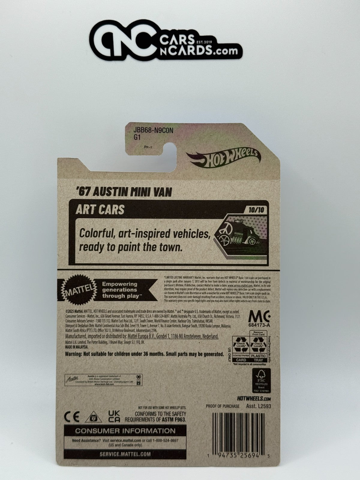 2025 Hot Wheels Art Cars 10/10 '67 Austin Mini Van Blue