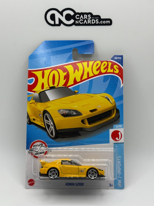 2022 Hot Wheels J-Imports 3/10 Honda S2000 Yellow Ryu's Rides (Card Damage)