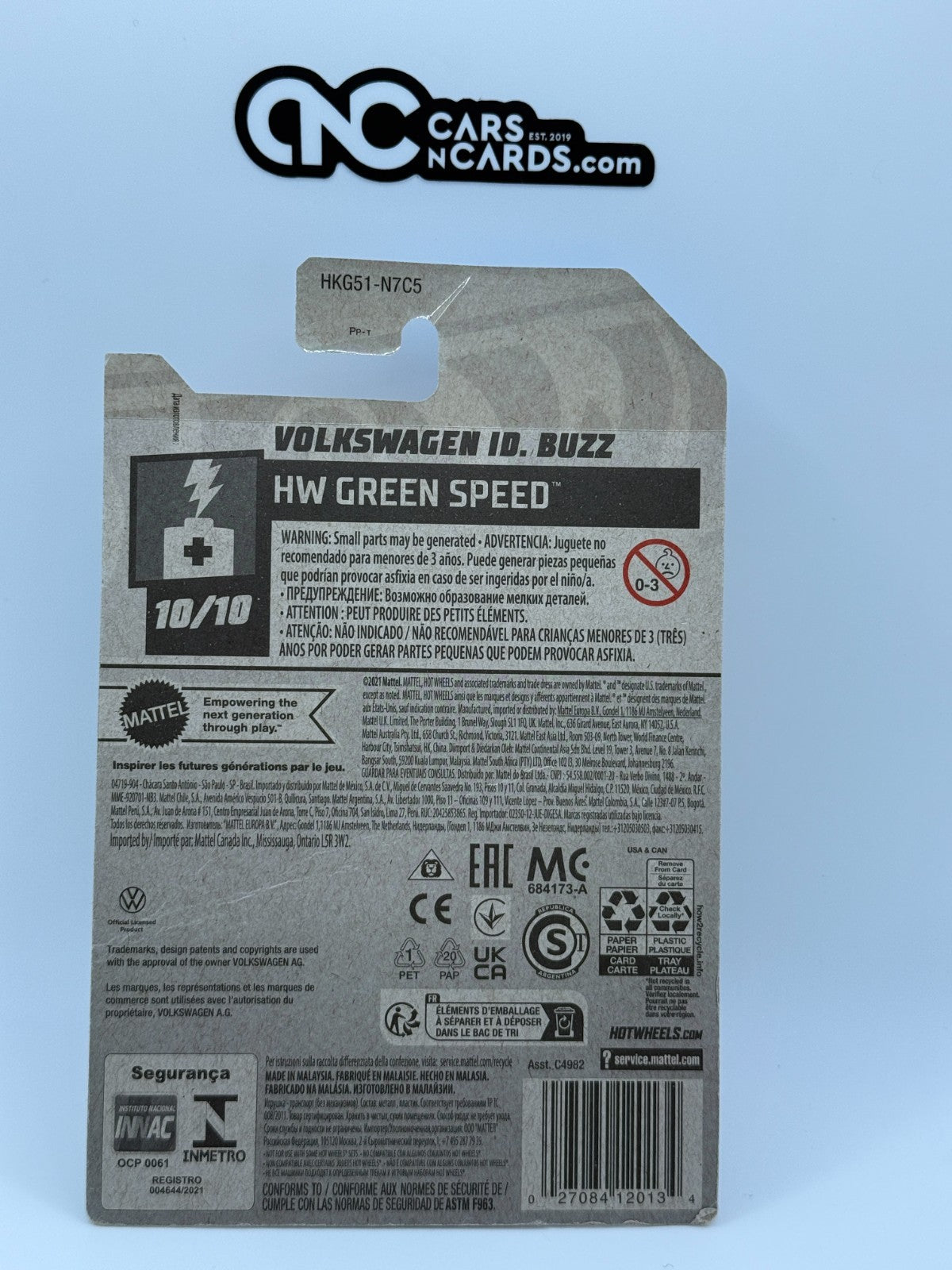 2023 Hot Wheels Volkswagen ID Buzz Yellow 173/250 (Card Damage)