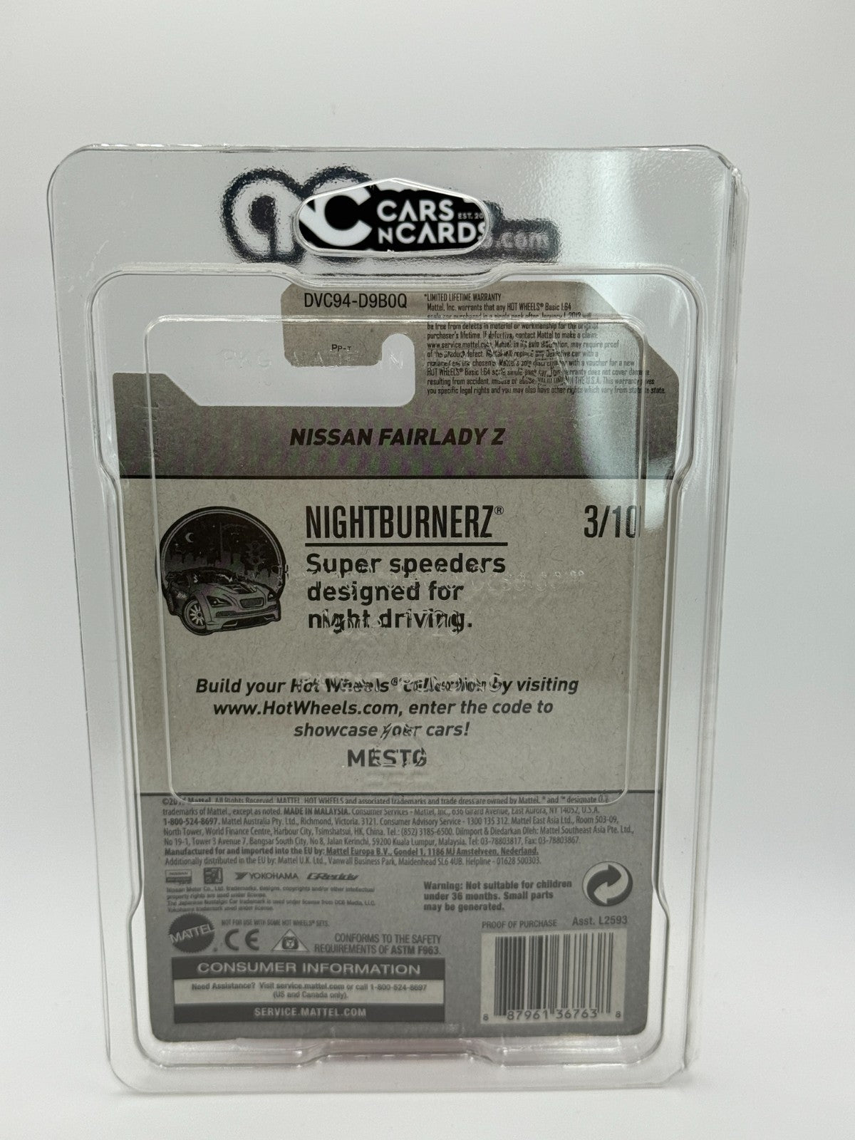 2017 Hot Wheels Super Treasure Hunt Nightburnerz Nissan Fairlady Z Card Crease