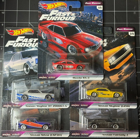 2019 Hot Wheels Premium Fast & Furious Fast Rewind Full Set of 5 Cars