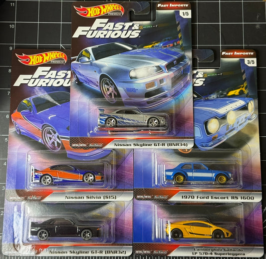 2019 Hot Wheels Premium Fast & Furious Fast Imports Full Set of 5 Cars