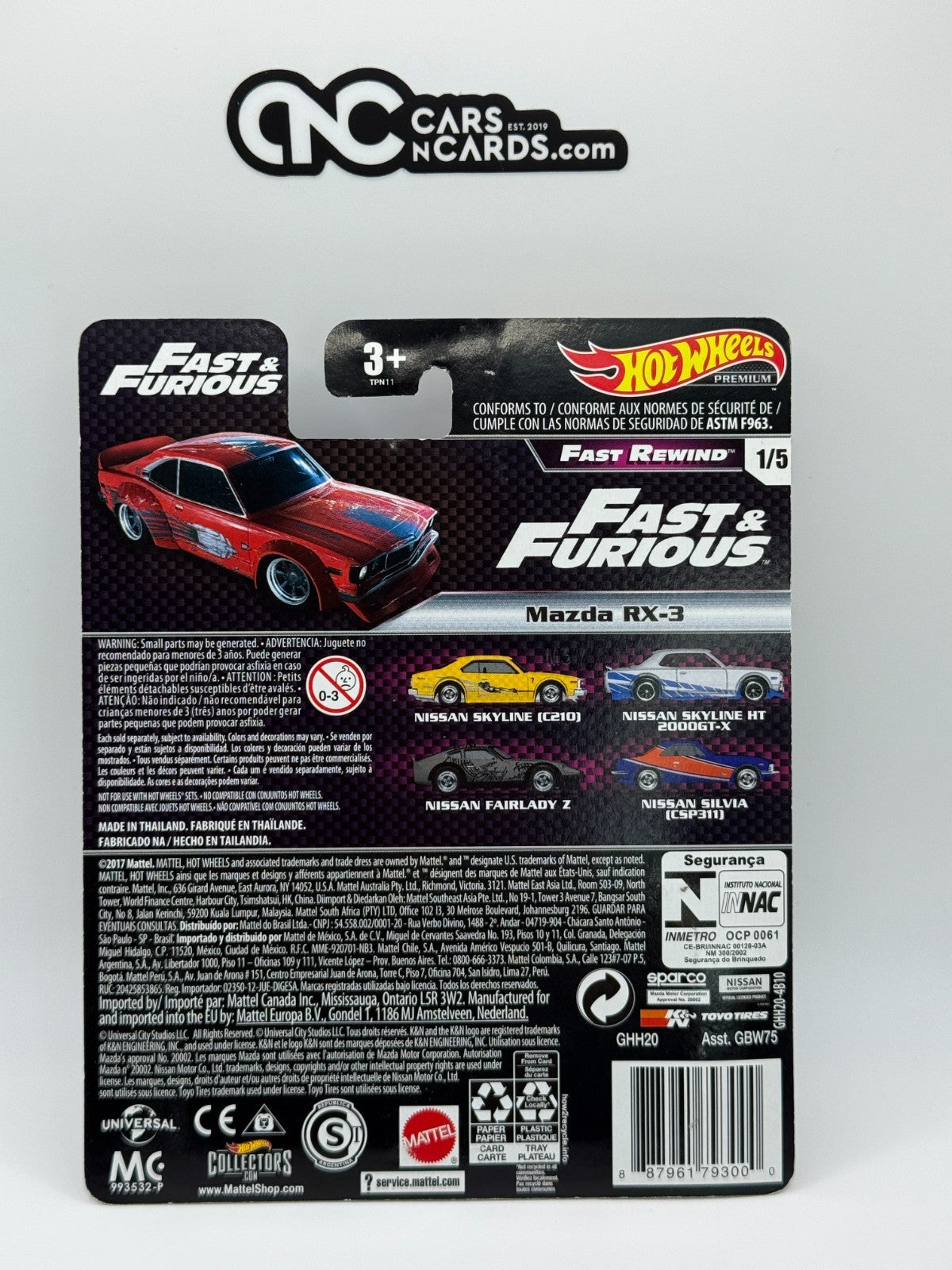 2019 Hot Wheels Premium Fast & Furious Fast Rewind Full Set of 5 Cars