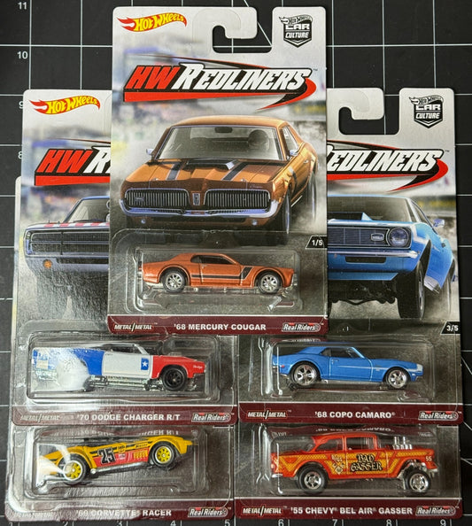 2016 Hot Wheels Premium Car Culture Premium HW Redliners Full Set of 5 Cars