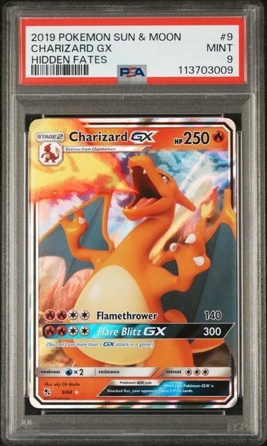 2019 POKEMON SUN & MOON HIDDEN FATES #9 CHARIZARD GX HIDDEN FATES PSA 9