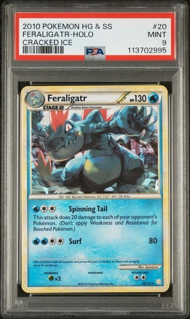 2010 POKEMON HEARTGOLD & SOULSILVER #20 FERALIGATR-HOLO CRACKED ICE PSA 9