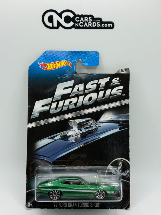 2013 Hot Wheels Fast & Furious 5/8 '72 Ford Gran Torino Sport (Card Damage)